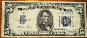 1934-D $5 Blue Seal Lincoln Silver Certificate