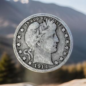 1914 P Barber Quarter - 90% Silver Coin