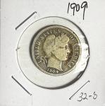 1909-P Barber Dime 90% Silver Coin