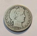 1912 Barber Silver Quarter Coin