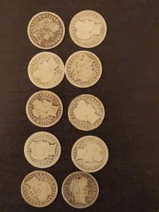 Barber Dimes 10-Coin Set 1901-1916 Silver