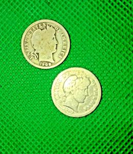 1902 Silver Barber Dimes - Set of 2