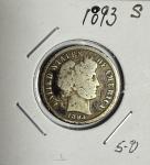 1893-S Barber Dime 90% Silver Coin