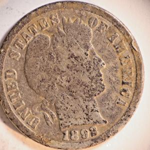 1892 P Barber Dime Silver Coin