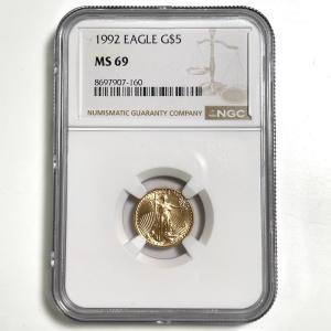 1992 $5 American Gold Eagle Coin - MS69 Grade