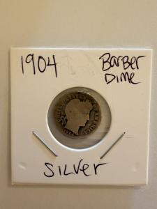 1904 Silver Barber Dime - 10 Cents Coin