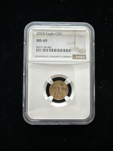 1992 $5 Gold Eagle Coin 1/10 oz MS69