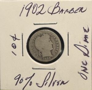 1902 Philadelphia Barber Silver Dime .90