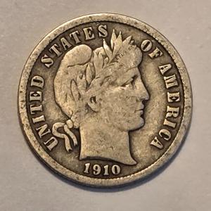 1910 P Barber Liberty Dime - Low Mintage