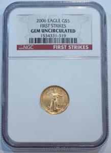 2006 $5 American Gold Eagle 1/10 Oz Coin