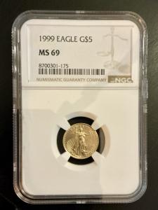 1999 $5 Gold Eagle Coin NGC MS69