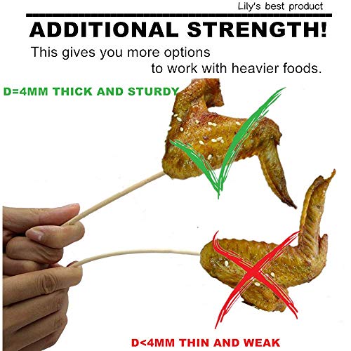 6" Bamboo Skewers for BBQ & Chocolate Fountain (100pcs)