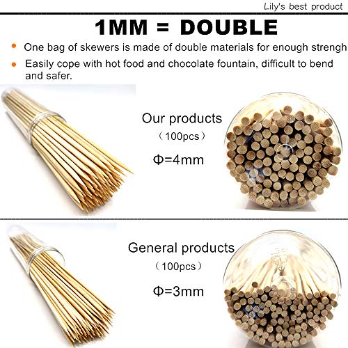 6" Bamboo Skewers for BBQ & Chocolate Fountain (100pcs)