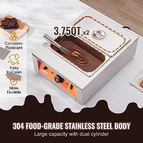 VEVOR 17.6 Lbs 2-Tank Chocolate Fountain Machine