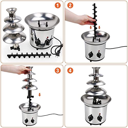 Stainless Steel Chocolate Fondue Fountain, 4 Tiers, 2lb Capacity