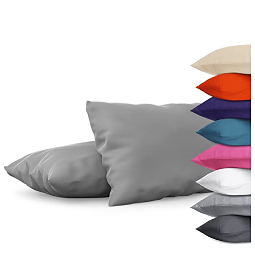 Pillowcases Queen Size Set of 2, Dark Grey - 2 x Soft Microfiber Pillow Cases Queen 20 x 30 - Pillowcase Queen Size Set of 2 - Comfortable, Pillow Case