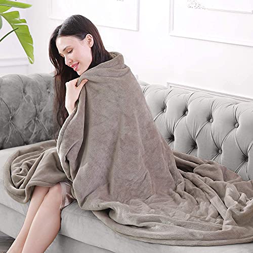 Oversized Flannel Heated Blanket - Fast Heating, Washable