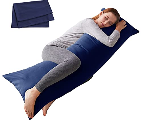 Soft Navy Blue Body Pillow for Adults