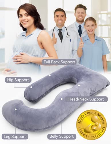 Momcozy U-shaped Pregnancy Pillow - Grey