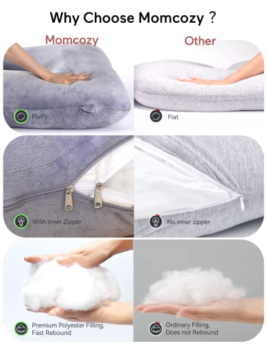 Momcozy U-shaped Pregnancy Pillow - Grey