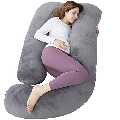 AMCATON Velvet U-Shaped Pregnancy Pillow - 60 inch