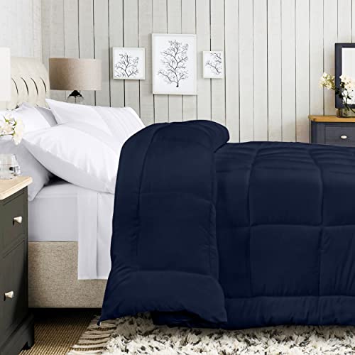Queen Size Navy Comforter with Corner Tabs