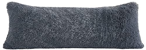 Luxury Shaggy Body Pillow Cover - Dark Grey