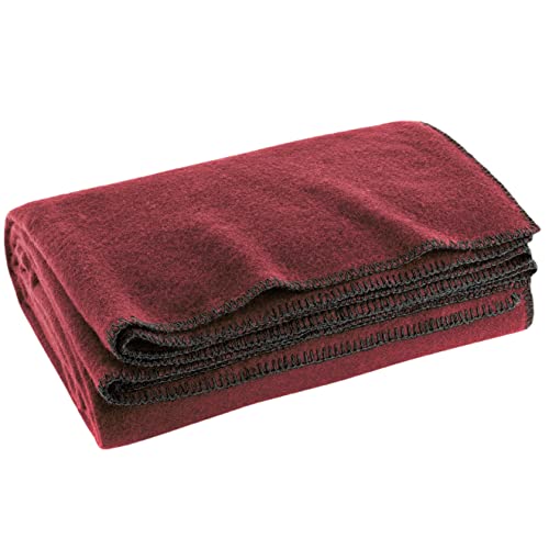 M Military Wool Blanket, 64" x 90" (Maroon)