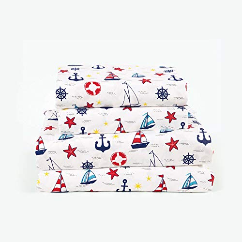 Sail Day Full Bed Sheet Set (Blue/Red)