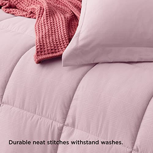 Pink Basket Weave Comforter Set - Twin/Twin XL Size