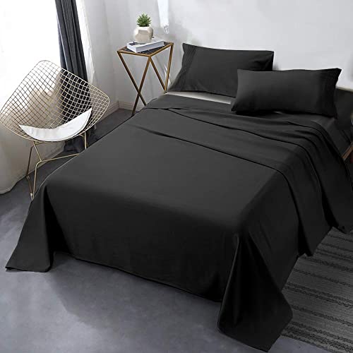 Black Queen Bed Sheet Set - Luxurious Microfiber