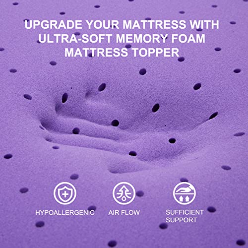 Purple Gel Memory Foam Mattress Topper - Twin