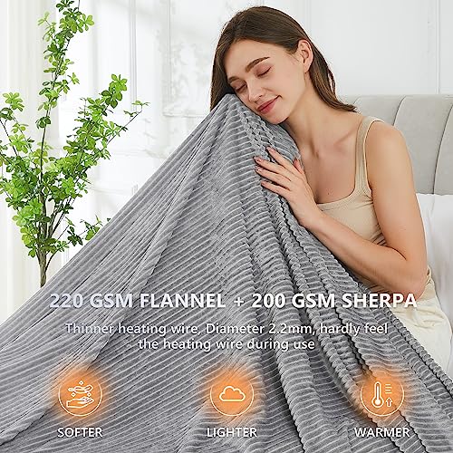 Electric Heated Blanket - Soft Flannel Sherpa Fleece