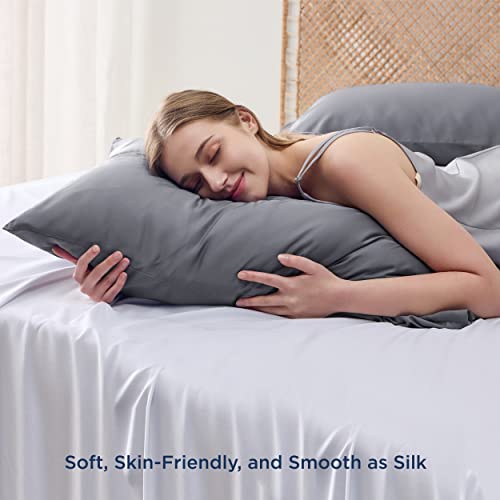 Grey Bamboo Cooling Pillowcases for Queen Beds - 2 Pack