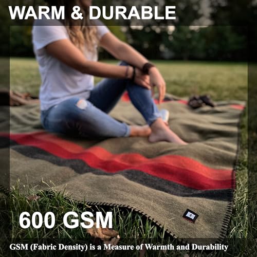 Warm Wool Striped Blanket for Outdoor Adventures