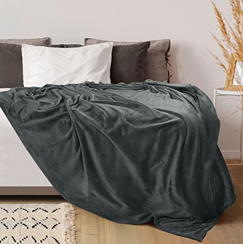 Grey Fleece Queen Bed Blanket - 300GSM