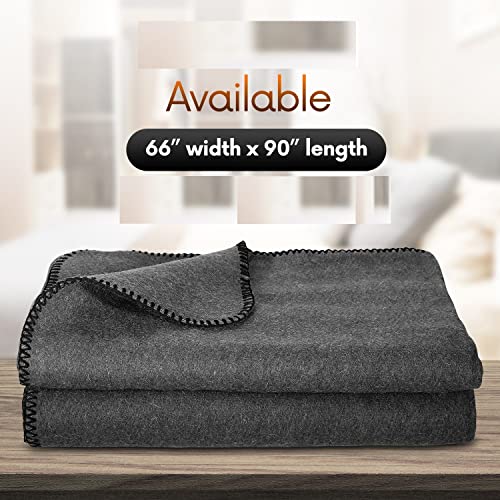 Military Wool Blanket, Fire Retardant, Grey, 66X90