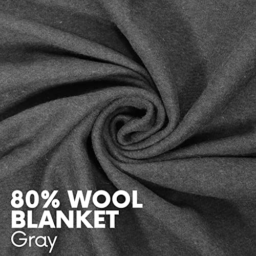 Military Wool Blanket, Fire Retardant, Grey, 66X90