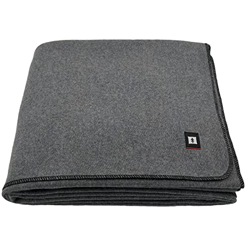 Military-Grade Wool Blanket, Perfect for Camping (Grey)