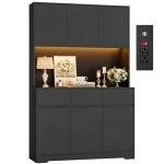 71'' Tall Kitchen Pantry Storage Cabinet with Power Outlets