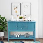 Blue Wooden Sideboard with Drawers & Storage Cabinets