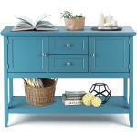 Blue Wooden Sideboard with Drawers & Storage Cabinets