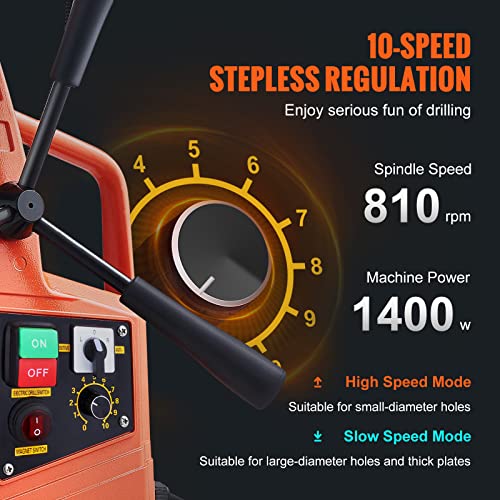 VEVOR 1400W Mag Drill Press with 10-Speed Settings