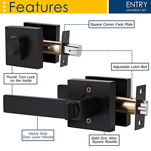 Matte Black Entry Lever and Deadbolt Set 10 Pack