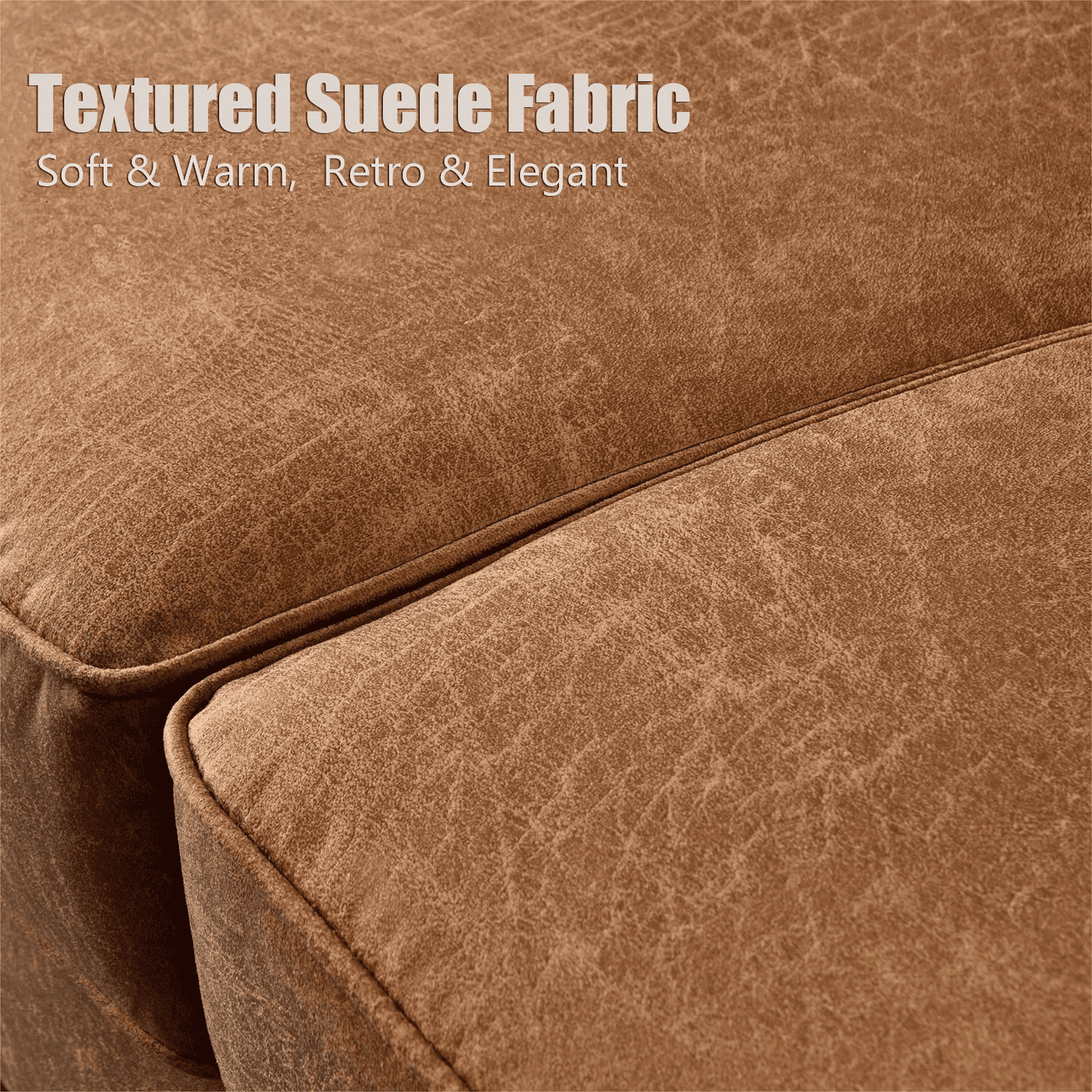 Homfa Modern 3-Seater Camel Sofa