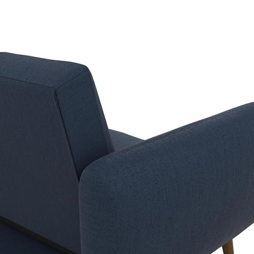 Blue Linen Sofa Bed with Wooden Legs