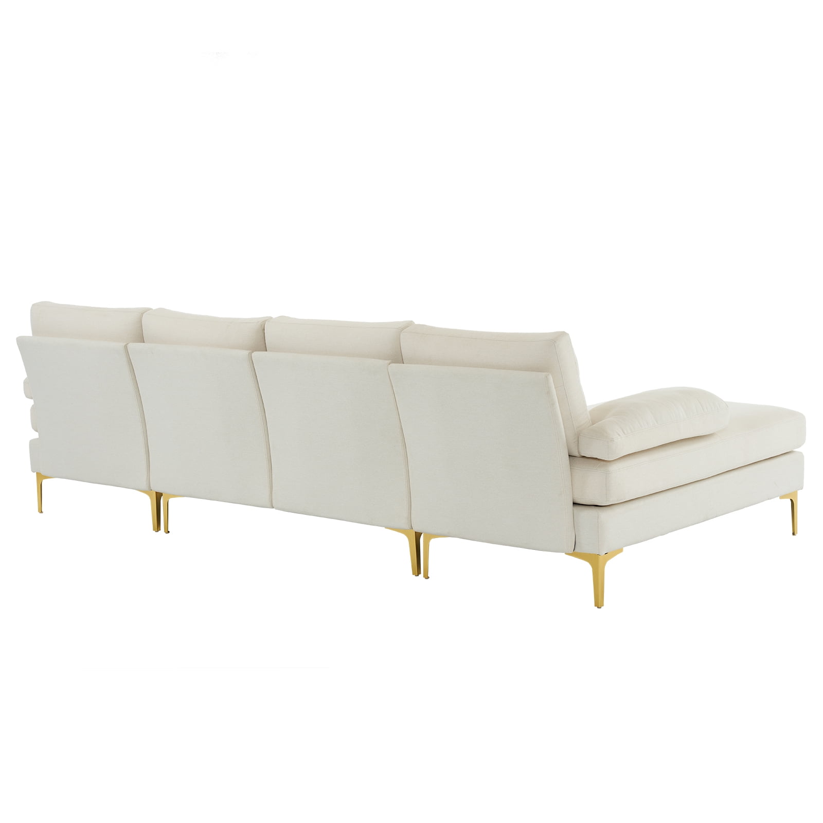Beige U-Shaped Sectional Sofa with Reversible Chaise