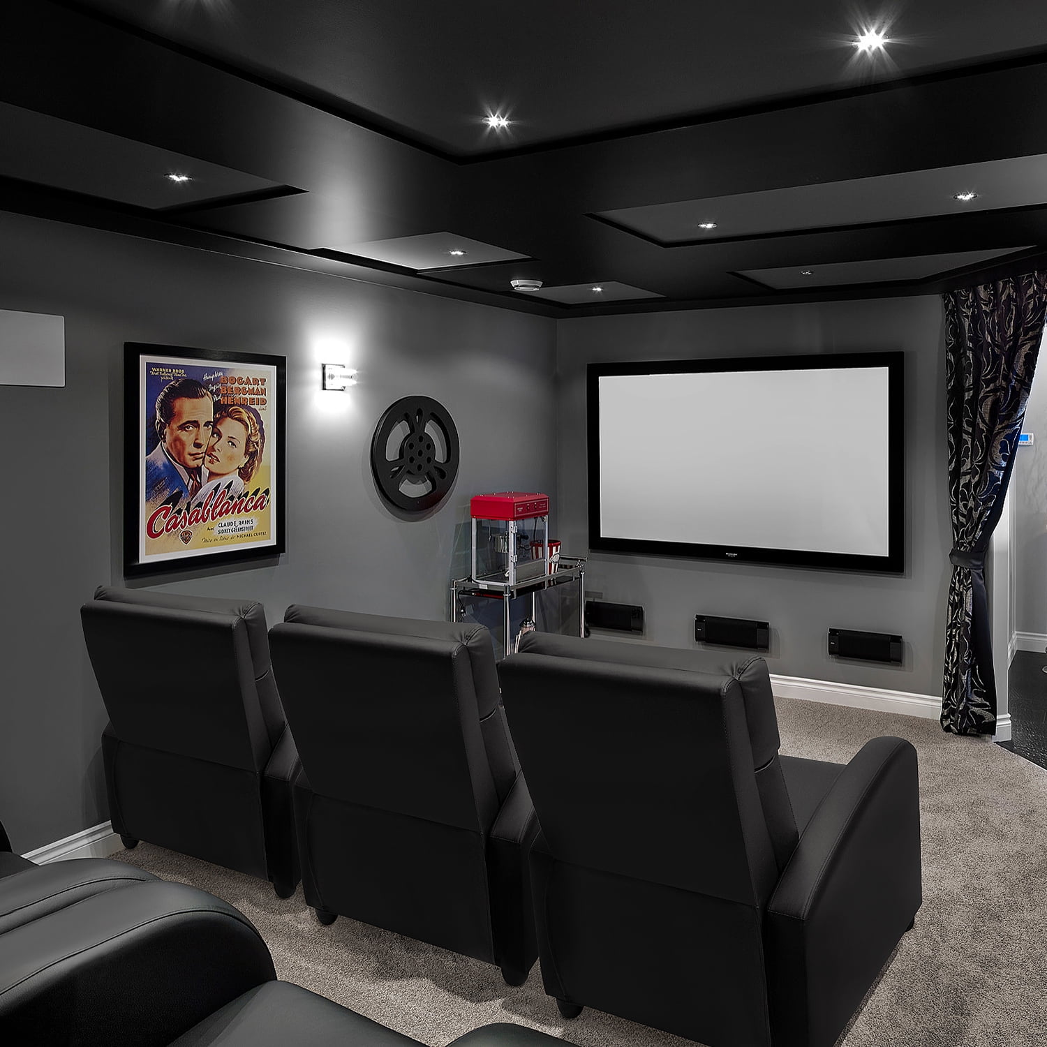 Lacoo Black Home Theater Recliner with Padding