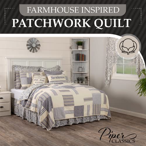 King Patchwork Floral Quilt, Reversible Cotton, Boho Chic Farmhouse