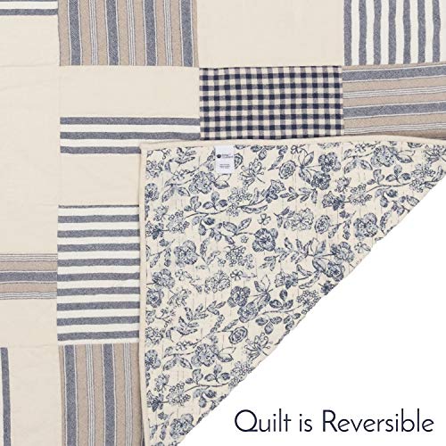 King Patchwork Floral Quilt, Reversible Cotton, Boho Chic Farmhouse